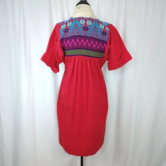 Vintage Huipil Dress X Small Red Indigenous - Picture 6 of 9